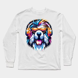 Bergamasco Sheepdog Smiling DJ: Vibrant Musical Genius Long Sleeve T-Shirt